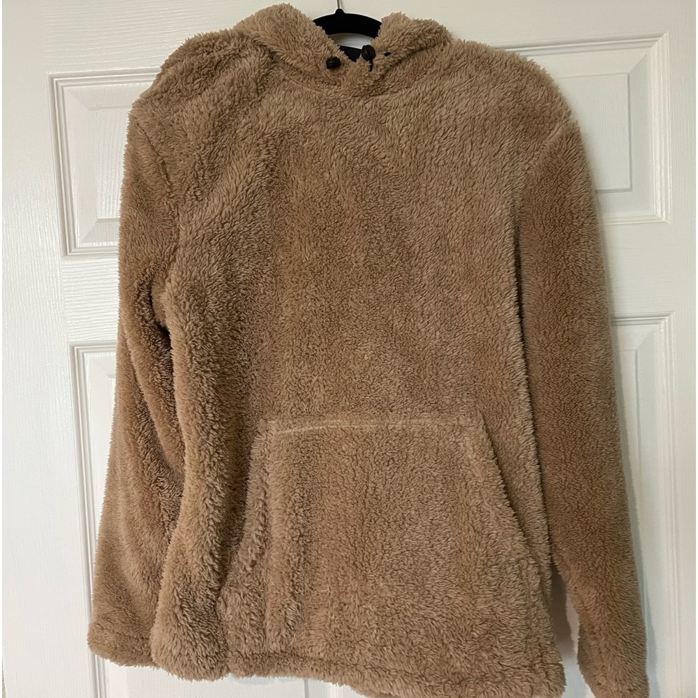 H&M faux Fur drawstring Hoodie X-Small